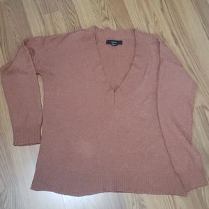 Womens M rust brown ribbed knit sweater top shirt